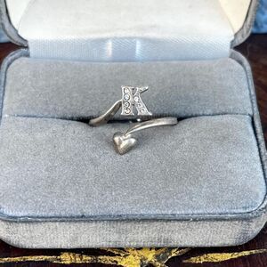 Vintage Avon Initial Ring in Sterling Silver Letter K Adjustable